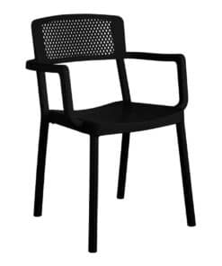 כסא פלסטיק איכותי עם מסעדי ידיים דגם סנטוריני שחור 6548
