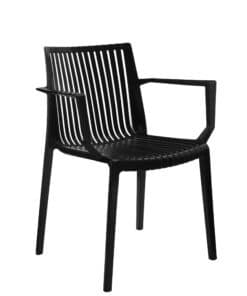 6549 כסא פלסטיק איכותי עם מסעדי ידיים דגם Bella שחור