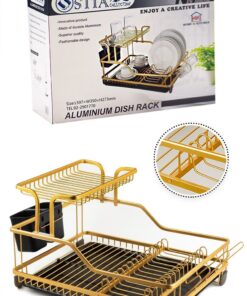 1846 מייבש כלים אלומיניום דו קומתי איכותי במיוחד בגוון ברונזה עם מדש שחור