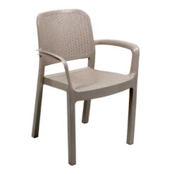 6560 כסא פלסטיק איכותי דגם פרוטאה ראטן בגוון Taupe