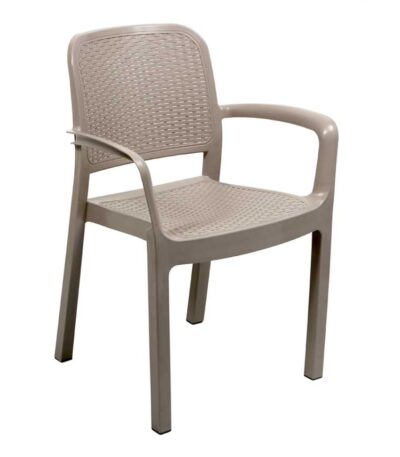6560 כסא פלסטיק איכותי דגם פרוטאה ראטן בגוון Taupe