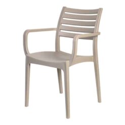 6563 כסא פלסטיק איכותי עם מסעדי ידיים סיאנה Taupe