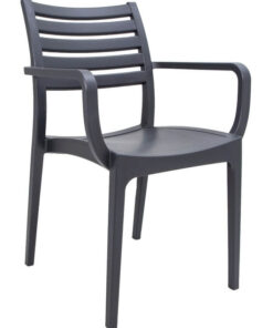 6564 כסא פלסטיק איכותי עם מסעדי ידיים סיאנה Charcoal
