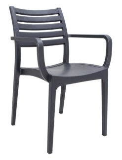 6564 כסא פלסטיק איכותי עם מסעדי ידיים סיאנה Charcoal
