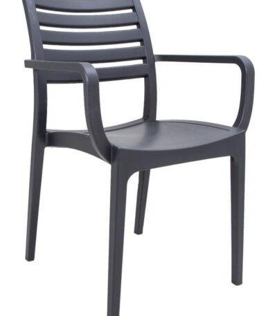 6564 כסא פלסטיק איכותי עם מסעדי ידיים סיאנה Charcoal