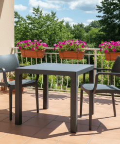 בית חדש 19 9996523 סט ישיבה לחצר שולחן מרובע + 2 כסאות ורונה גוון Charcoal