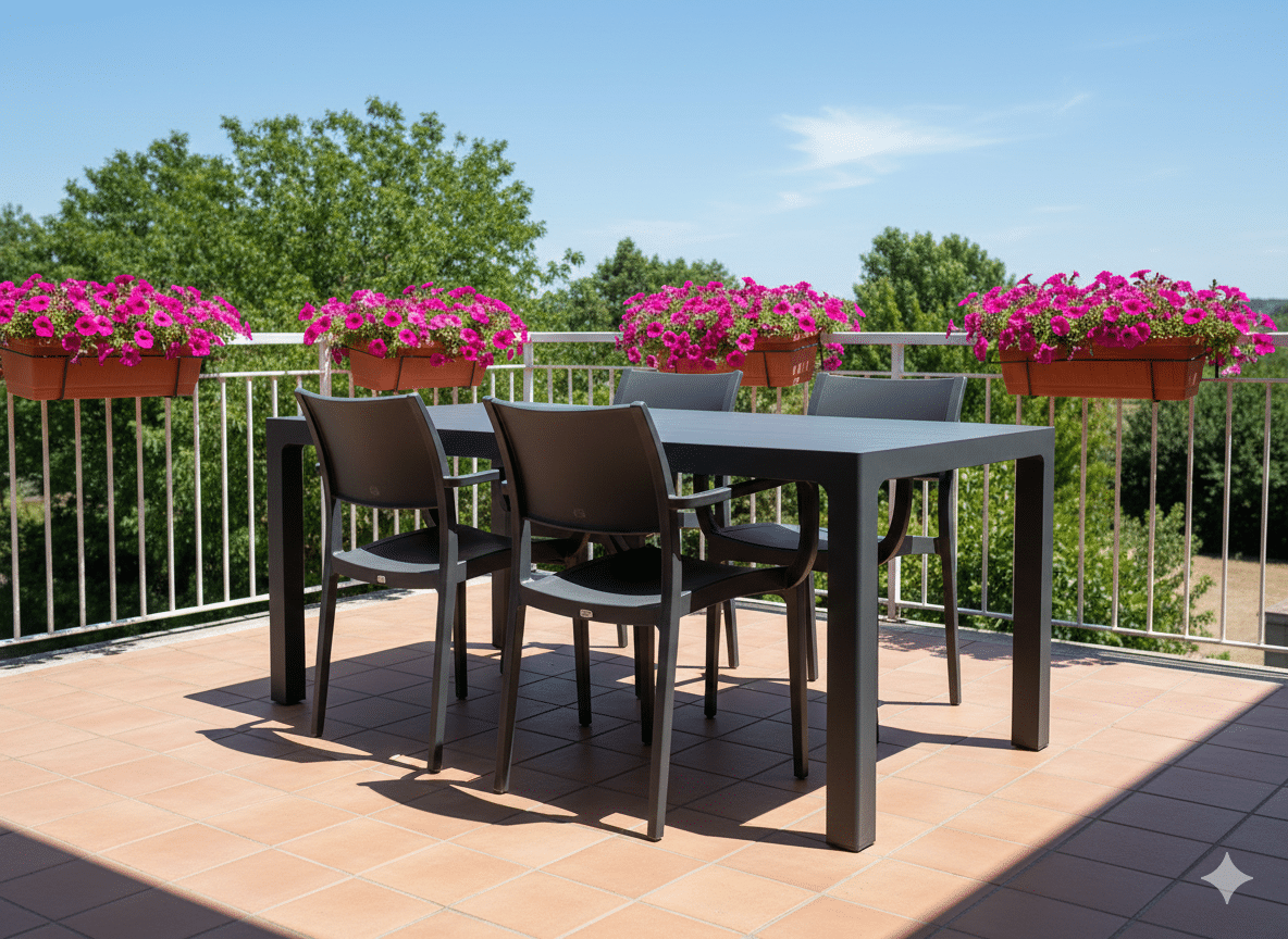 סט ישיבה לחצר שולחן מלבני + 4 כסאות ורונה גוון Charcoal 1 9996527 סט ישיבה לחצר שולחן מלבני + 4 כסאות ורונה גוון Charcoal