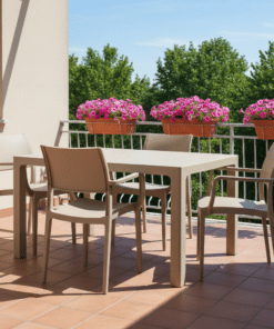 9996528 סט ישיבה לחצר שולחן מלבני + 4 כסאות ורונה גוון Taupe