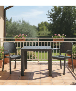 9996531 סט ישיבה לחצר שולחן מרובע + 2 כסאות פרוטיאה גוון Charcoal