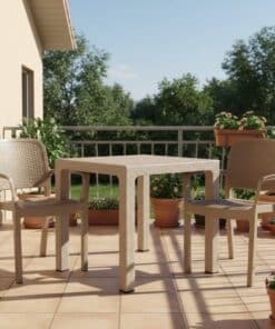 9996532 סט ישיבה לחצר שולחן מרובע + 2 כסאות פרוטיאה גוון Taupe