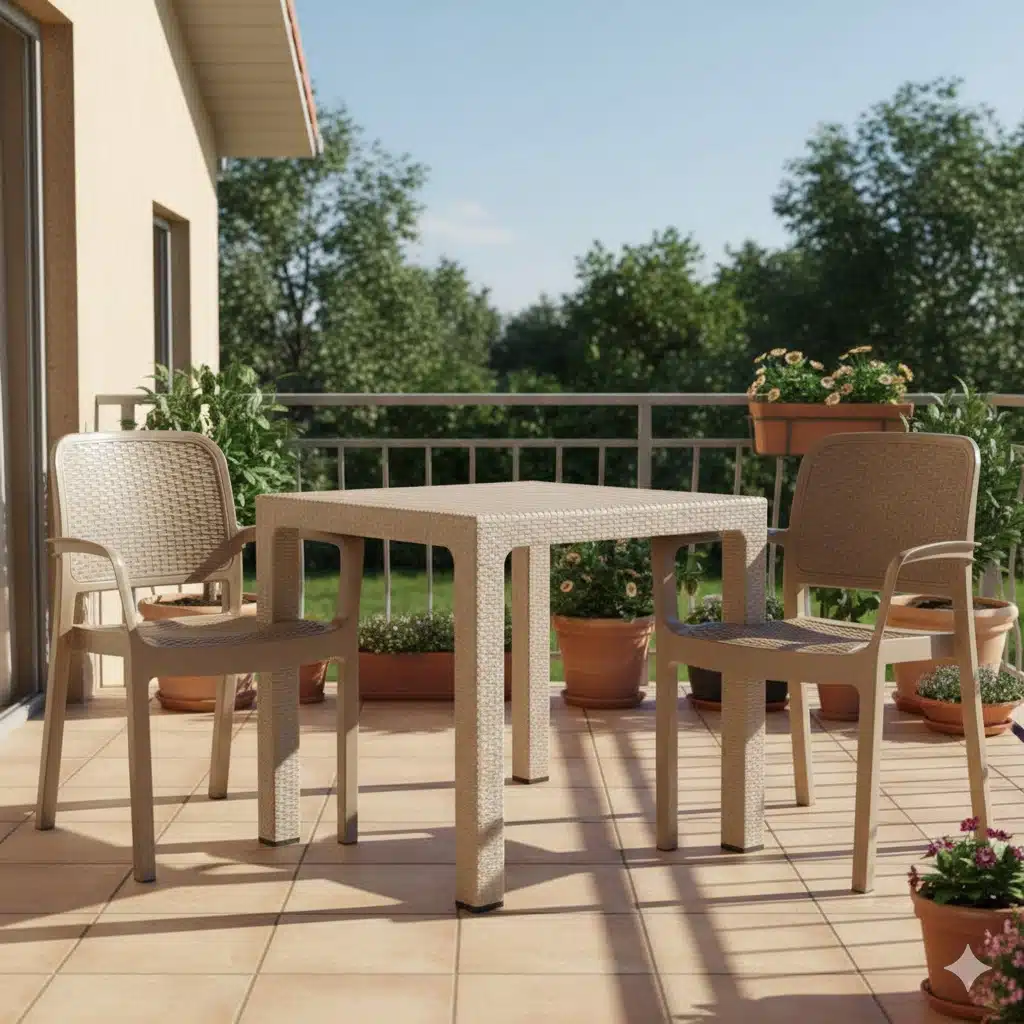 סט ישיבה לחצר שולחן מרובע + 2 כסאות פרוטיאה גוון Taupe 1 9996532 סט ישיבה לחצר שולחן מרובע + 2 כסאות פרוטיאה גוון Taupe