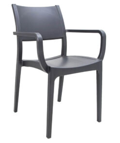 6562 כסא פלסטיק איכותי עם מסעדי ידיים דגם ורונה Charcoal