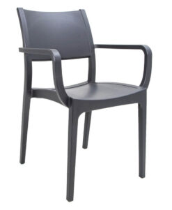 6562 כסא פלסטיק איכותי עם מסעדי ידיים דגם ורונה Charcoal