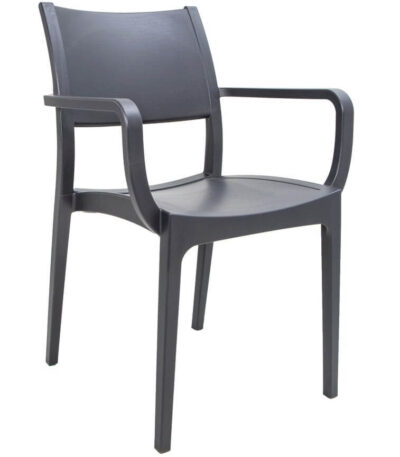 6562 כסא פלסטיק איכותי עם מסעדי ידיים דגם ורונה Charcoal