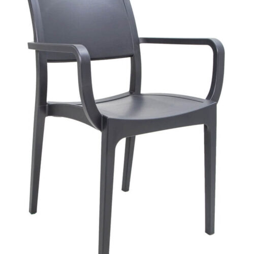 6562 כסא פלסטיק איכותי עם מסעדי ידיים דגם ורונה Charcoal