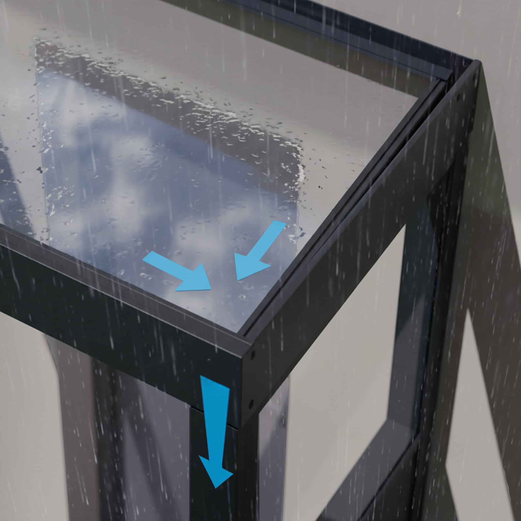 2873 גגון Sophia אפור שקוף 1X1.6 עם קיר צד אחד