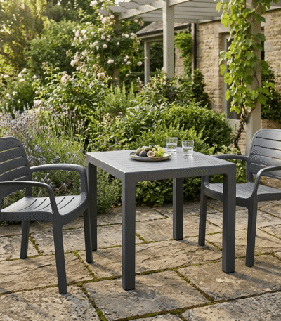 9996567 סט שולחן ורונה ריבועי + 2 כסאות CLIFTON ARM CHAIR - CHARCOAL