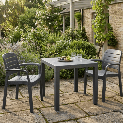 9996567 סט שולחן ורונה ריבועי + 2 כסאות CLIFTON ARM CHAIR - CHARCOAL